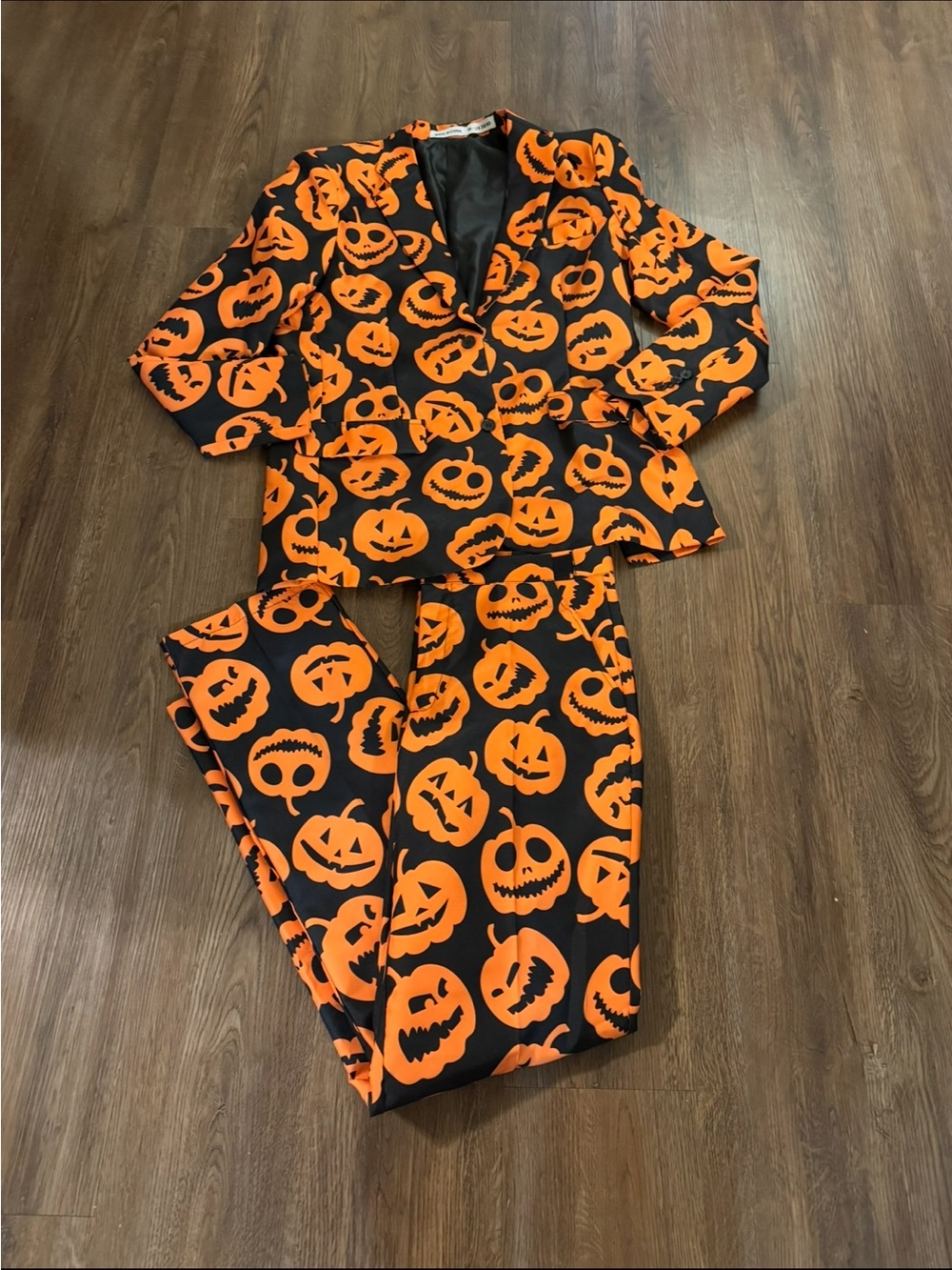 Halloween Pumpkin Suit Jacket and Pants - Orange and Black